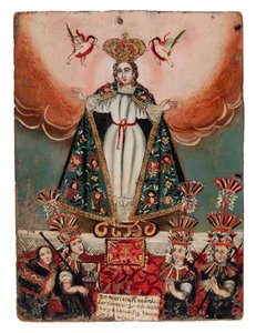 La Vergine Maria con donatori indiani, 1752 da Bolivian School